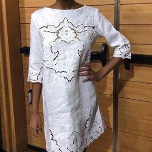 Polo Ralph Lauren white linen embroidered dress